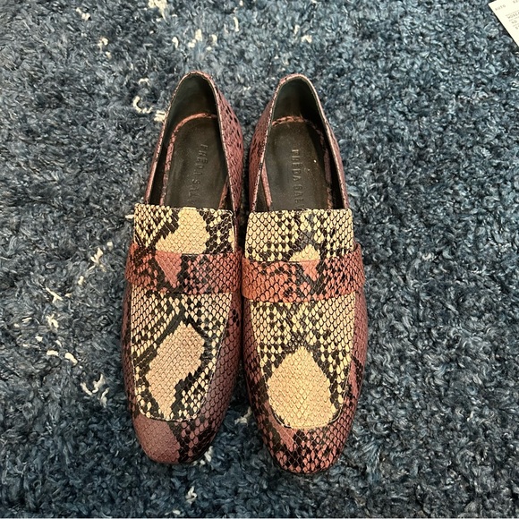 LOAFERS - Freda Salvador Purple Snakeskin Loafers - Picture 1 of 4